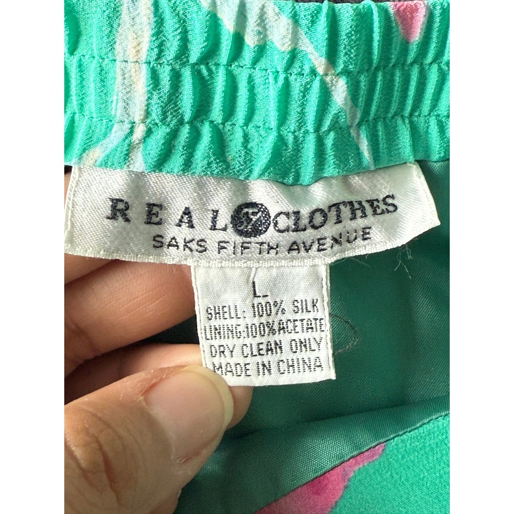 Real Clothes Saks Fifth Avenue Floral Silk Draped Front Skirt Large Coquette - Picture 5 of 6